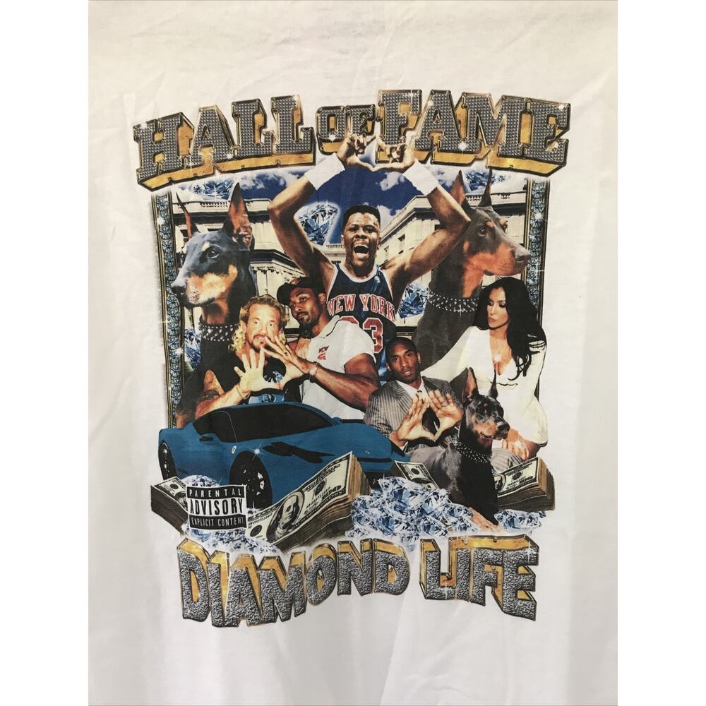 Hall Of Fame Diamond Life White Long Sleeve Crazy Funny Graphic T Shirt XL 48"